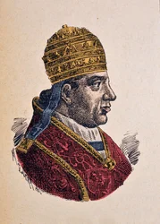 Portræt af paven Innocentius XIII (Innocenzo, Innocentius) (1721-1724), 1898 (gravering med senere farvelægning)